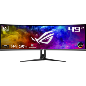 ASUS ROG Swift OLED 49" PG49WCD Ultrawide Curved Gaming Monitor, QD-OLED Panel, 144 Hz / 0.03ms, FreeSync / G-S